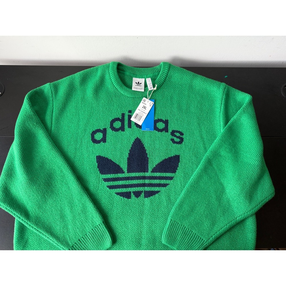 Adidas Originals 70s Crewneck Sweater Green Trefoil JN5966 Mens 2XL New NWT